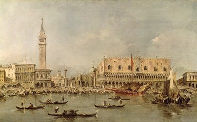 De Piazzetta en het Palazzo Ducale vanaf het Basin van San Marco door Francesco Guardi